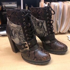 Snake print booties ( size 10)